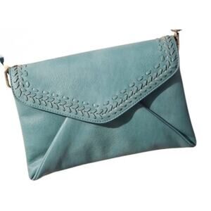 Anthropologie Teal Envelope Clutch